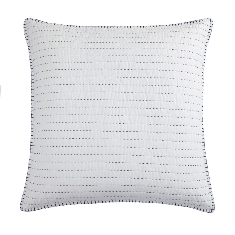 Taie décorative en coton bleu indigo / blanc