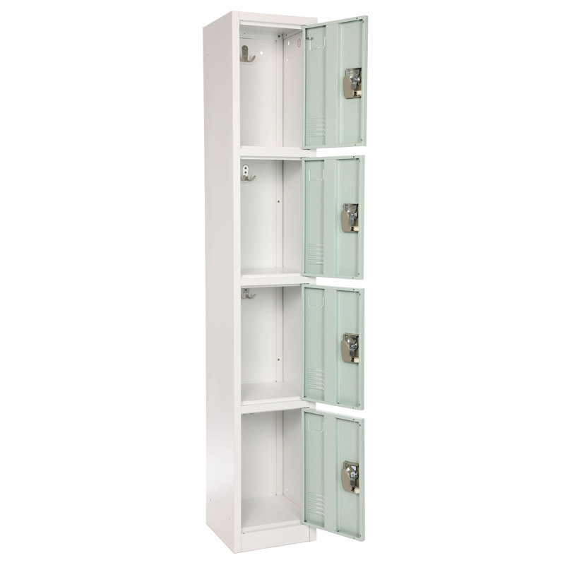 Casier à clés en acier à 4 portes 72 po x 12 po x 12 po à 4 niveaux - rangement pour employés, étudiants, salle de sport, lieu de travail - Comprend des crochets, une ventilation et un porte-carte - Assemblage facile