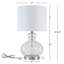 Lampe de table gourde transparente 20,25 po avec base en verre et abat-jour en tissu blanc-539720617