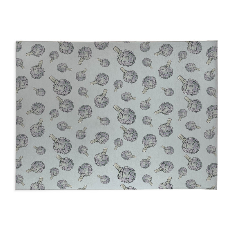 Tapis de cuisine antidérapant Summer Artichaut, Rectangle 4pi x 6 pi, Bleu glacier