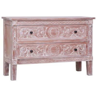 Pollyanna Sideboard with 2 Drawers Buffet 2-Drawer Cupboard Solid Mahogany Wood by Bungalow Rose