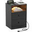 Table de chevet moderne avec station de charge et lumière DEL intelligente, table de chevet avec 2 tiroirs et tablette ouverte, petite table de bout pour la chambre à coucher, noir-513900799