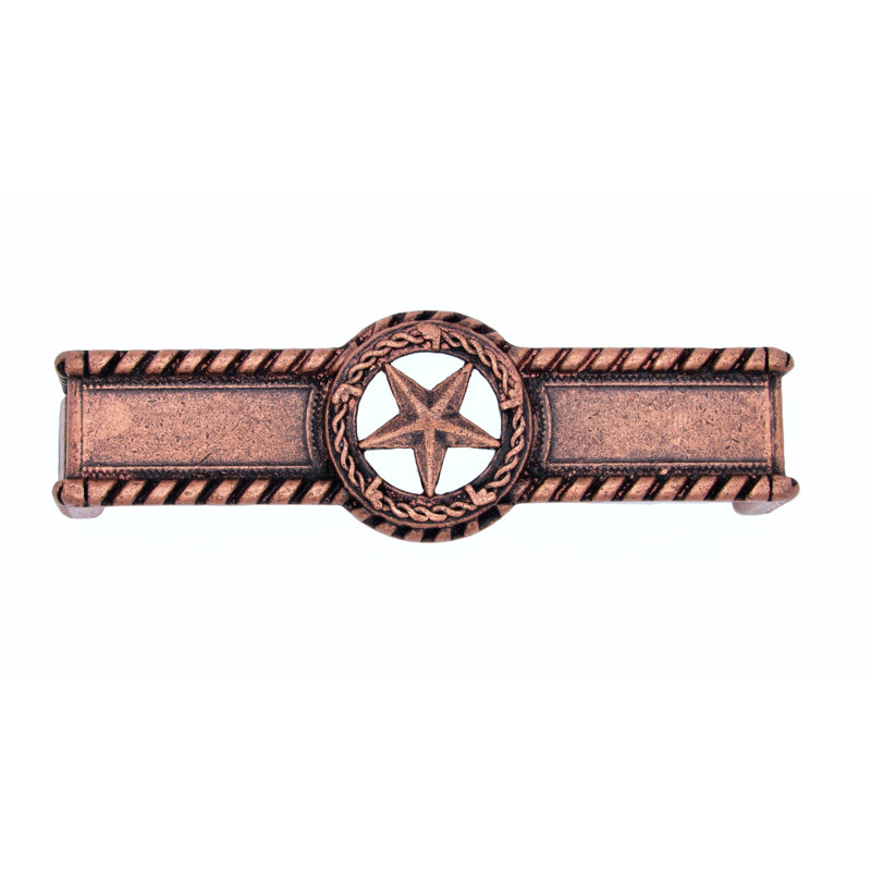 Poignée fantaisie en fil d’étoile avec fil à dents 4 1/8" center to center, Cuivre OX