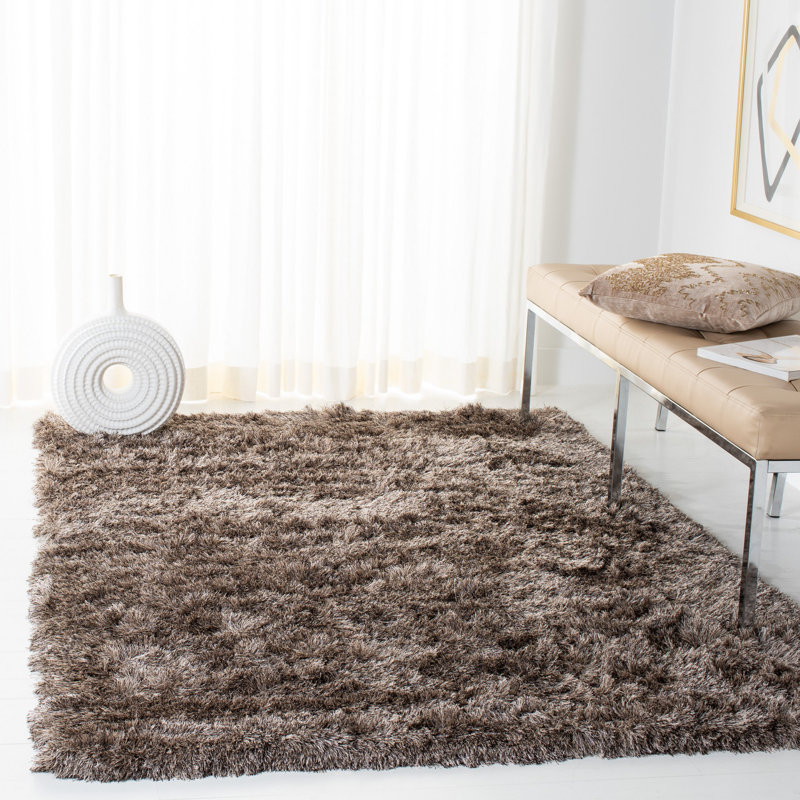 Cimah Shag Hand Tufted Performance Solid Color Rug, Rectangle 6' x 9'