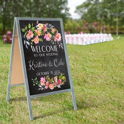 Double Side Wood A-Frame Chalkboard Sign Menu Display for Restaurant Business or Wedding