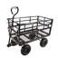 (Chariot utilitaire noir à double clôture) Les chariots de jardin avec chariot facilitent le transport du bois de chauffage-120565878