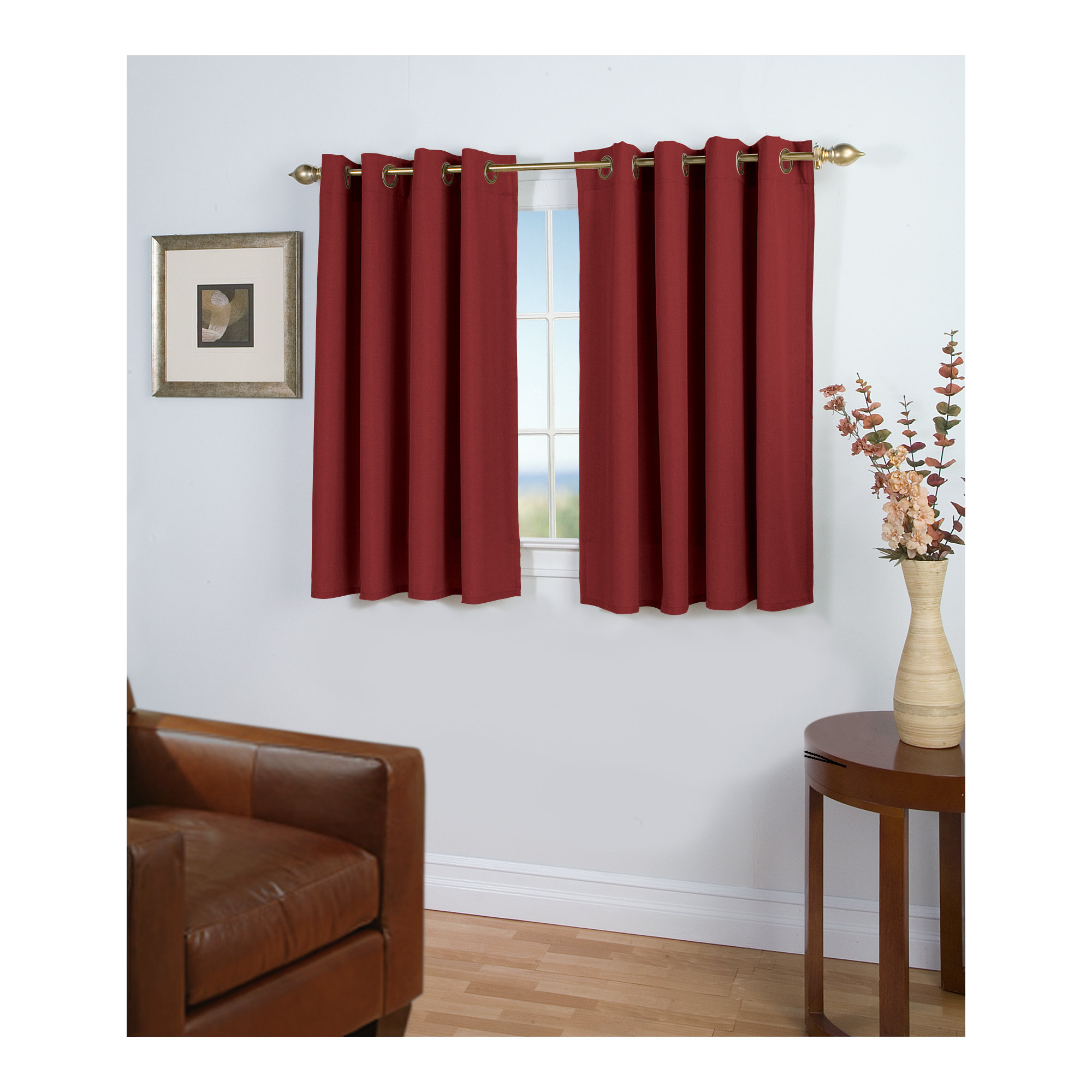 Room Darkening Synthetic Curtain, Pomegranate, 56" W x 45" L