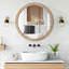 Miroir mural rond rond avec cadre en rotin tissé