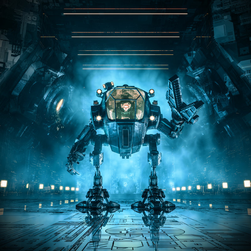 Cargo Loader Mech by Grandeduc - Wrapped Canvas Print, 30cm H x 30cm W x 3.8cm D