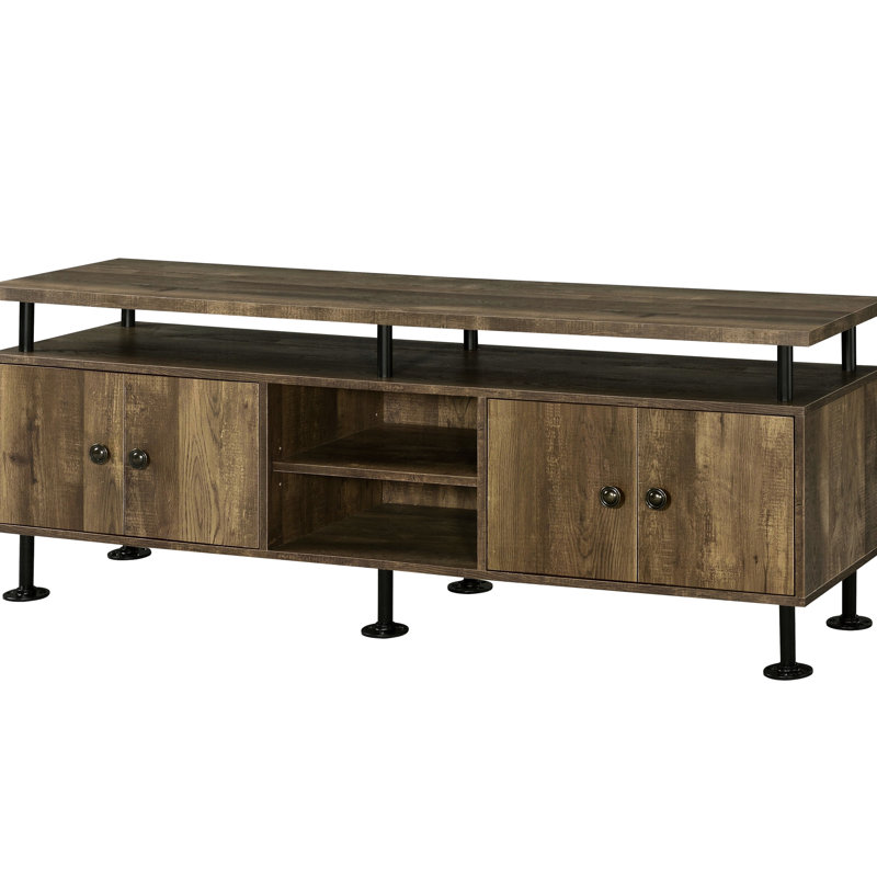 Meuble télé polyvalent en chêne rustique et noir pour téléviseur 60 pouces