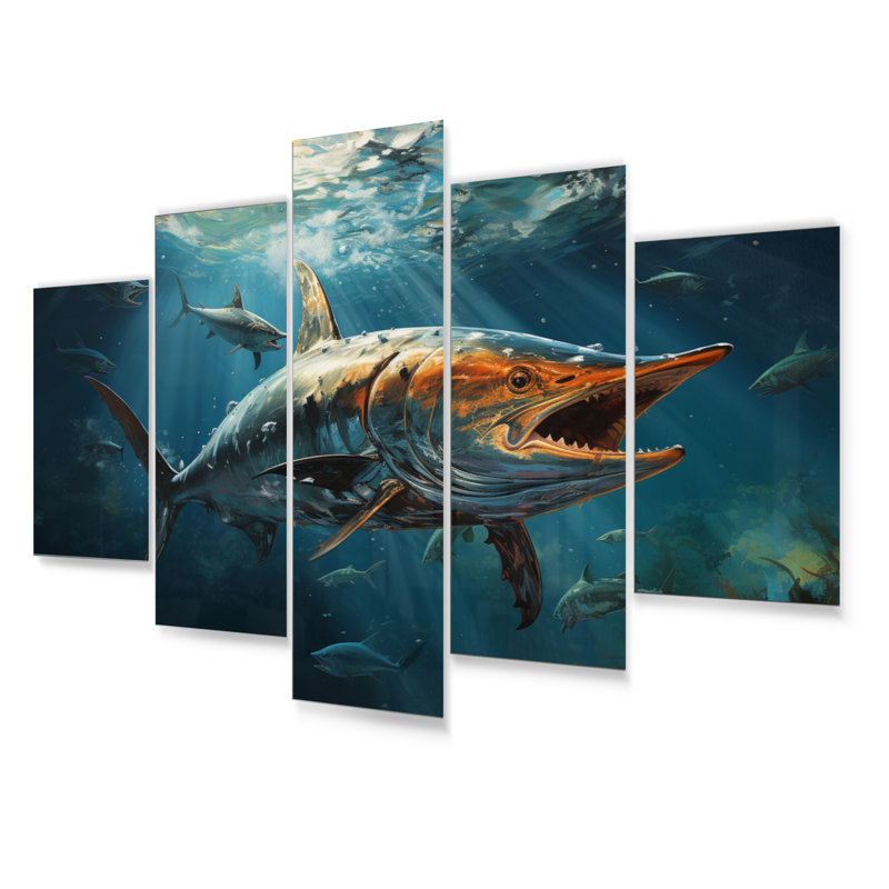 Fishing Majestic Marlins Jumping III Sports Wall Decor on Metal