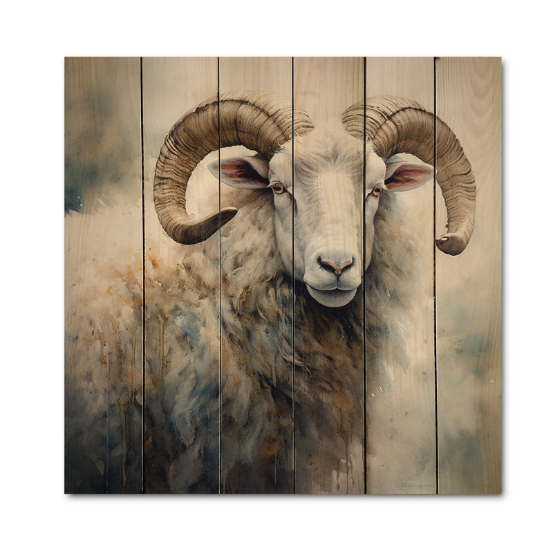 Wild Sheep II sur bois, H 15 po x l 15 po x P 0,78 po