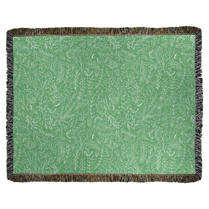 Couverture en coton tissé Katelyn Elizabeth Ditsy, l 37 po x L 52 po, Vert / blanc