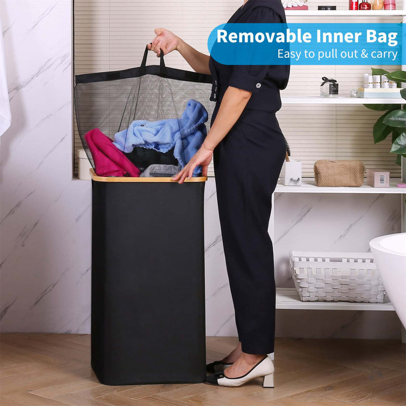 Bhargava Laundry Hamper with Handles, Black