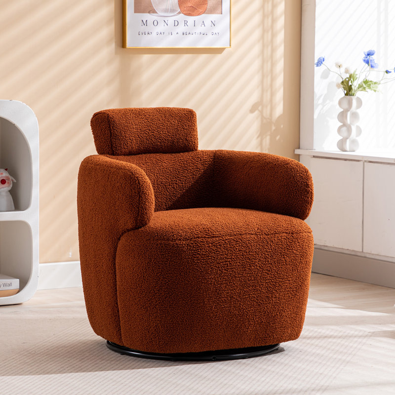 Fauteuil d'appoint pivotant en laine Adrein, Laine orange