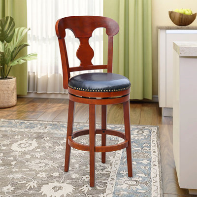 Claxton Swivel Upholstered Faux Leather Counter Stool
