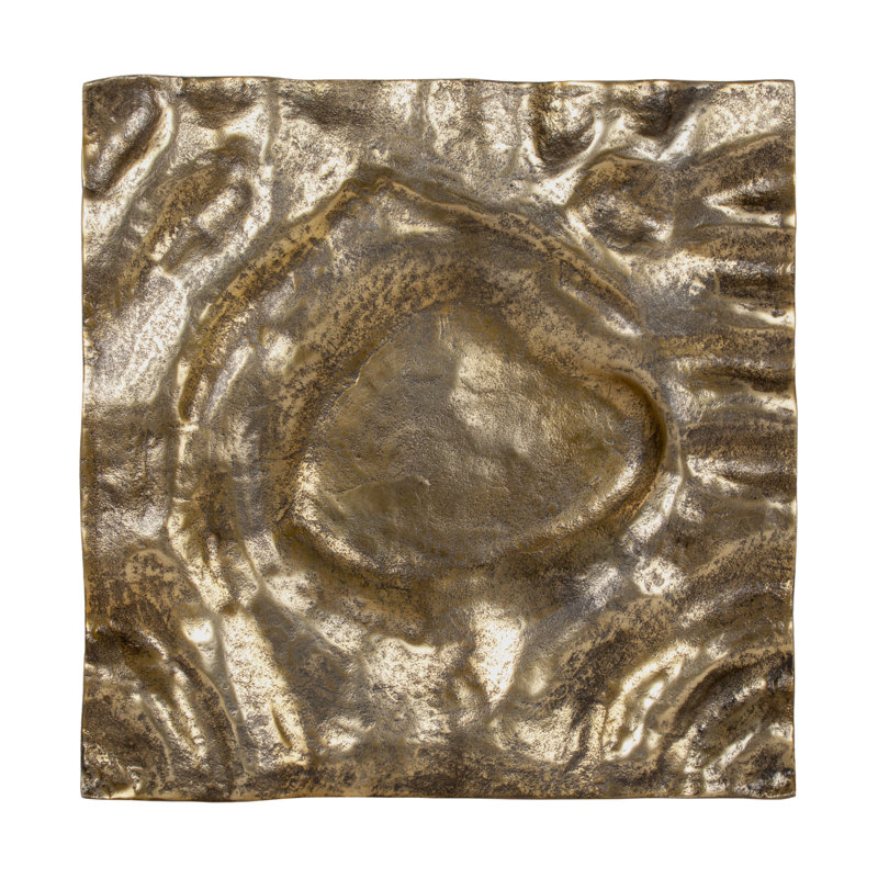 Amaya Aluminum Decorative Tray, 2" H x 16" W x 16" D, Gold