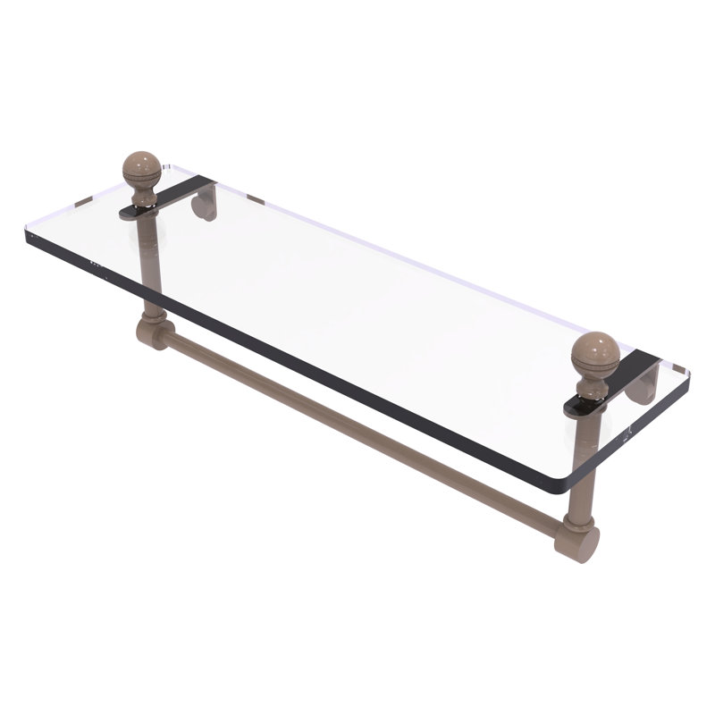 Tablette de meuble-lavabo en verre Mambo avec barre à serviettes intégrée MA, H 5 po x l 16 po x P 5 po, Beige ombré