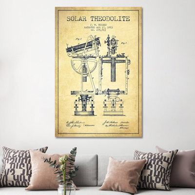 J.W. Holmes Solar Theodolite Patent Sketch (Vintage) by Aged Pixel - Wrapped Canvas Gallery-Wrapped Canvas Giclée