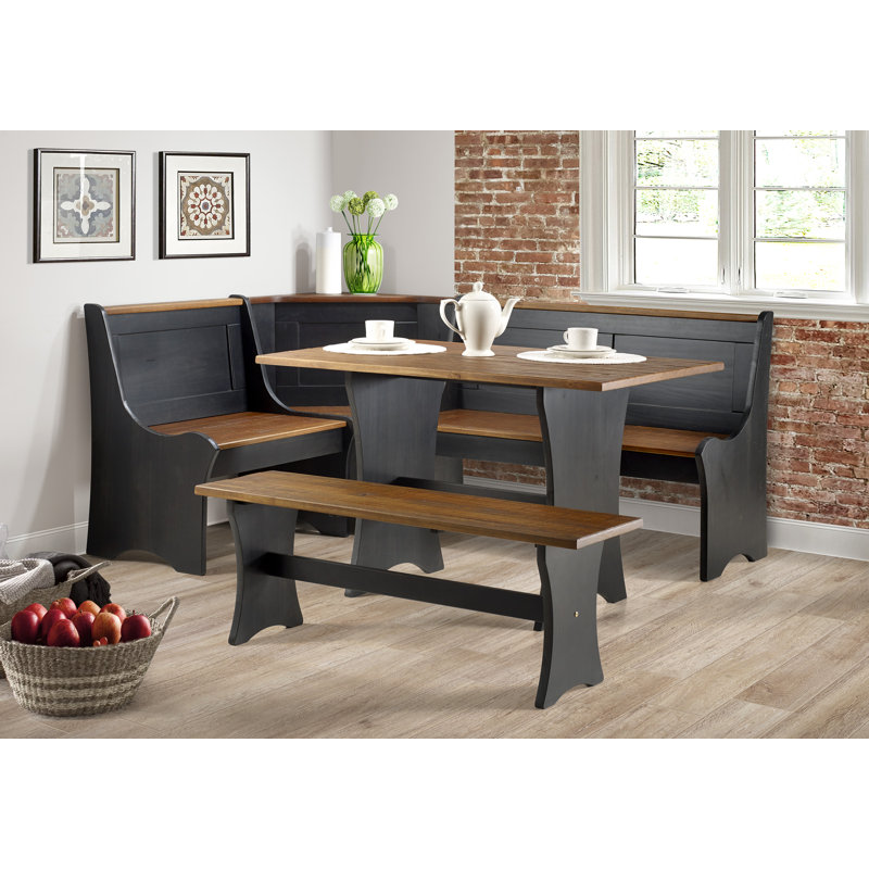 Ensemble de coin-repas pour 6 personnes avec rangement Alleris, Noir/noyer