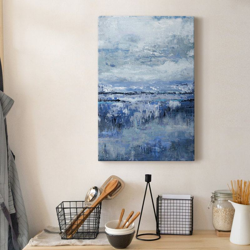 Indigo côtier - peinture sur toile tendue, H 27 po x l 18 po x P 1 po