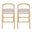 Tabouret de bar d'intérieur en bois d'hévéa, finition naturelle et revêtement beige, ensemble de 2-839277158