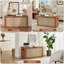 Coffre de rangement en rotin, banc de rangement en bois de 40 po avec charnière de sécurité, commode à couverture, banc d'entrée, support pour 80 lb, coffre de rangement pour le salon, la chambre à coucher-1892101772