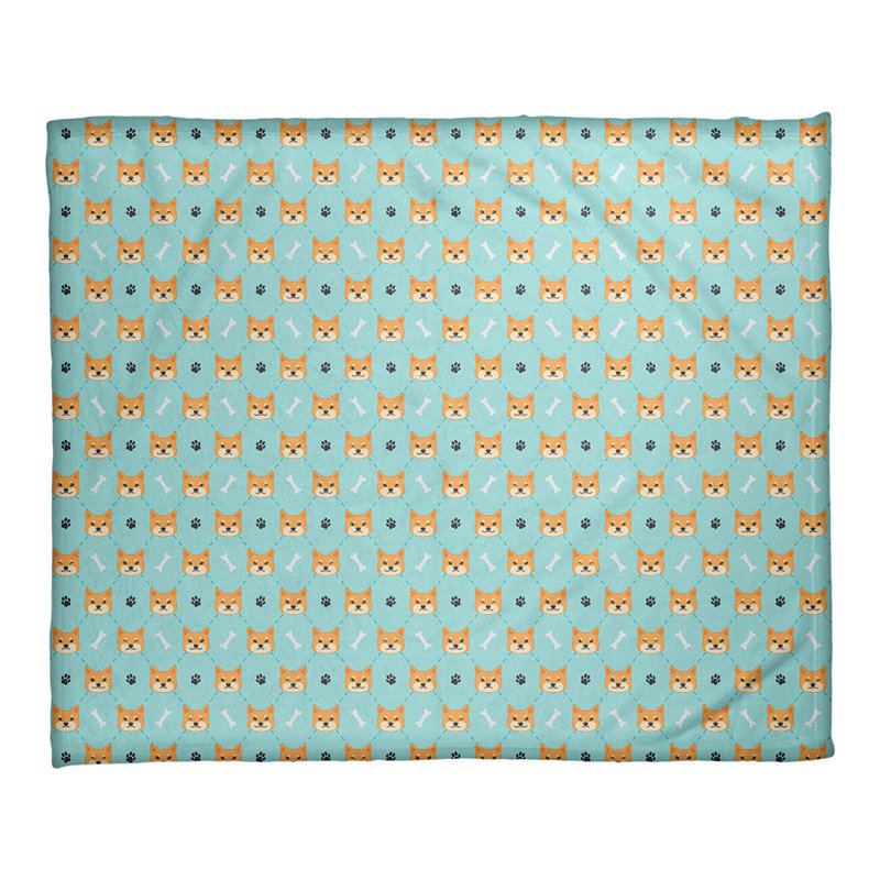 Couverture polaire Katelyn Elizabeth Shiba Inu, L 62,5 po x L 82,5 po, Bleu sarcelle