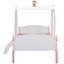 Lit de transport simple avec couronne, escalier en bois blanc et rose, construction solide, capacité de 350 lb, assemblage simple, 10 lattes de lit, support à haute charge, contreplaqué-323760558