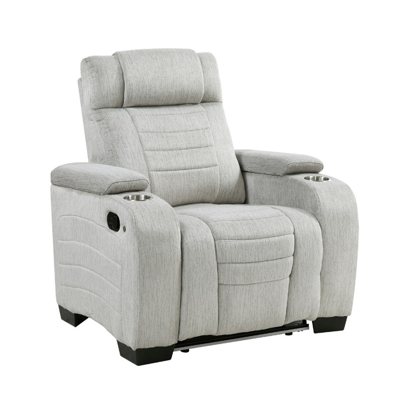 Fauteuil inclinable manuel Reny avec porte-gobelets, microfibre gris clair