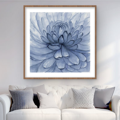 Blue Petals Flower Print - Framed Matted Home Decor Art