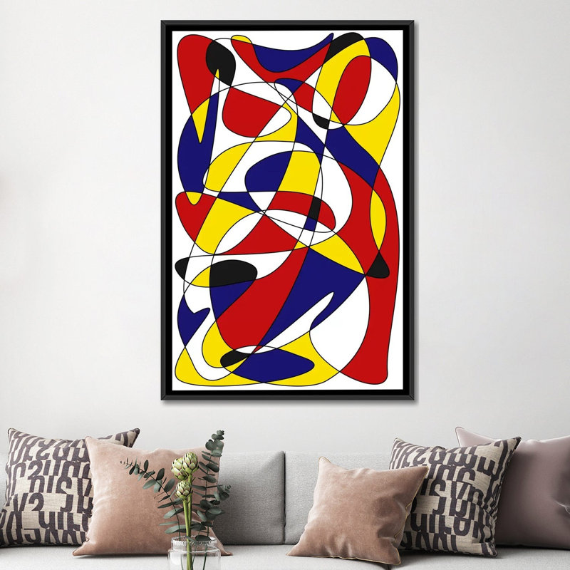 «Mondrian and Gauss», impression sur toile, H 26 po x l 18 po x P 1,5 po, Toile avec cadre noir, Pas de tapis