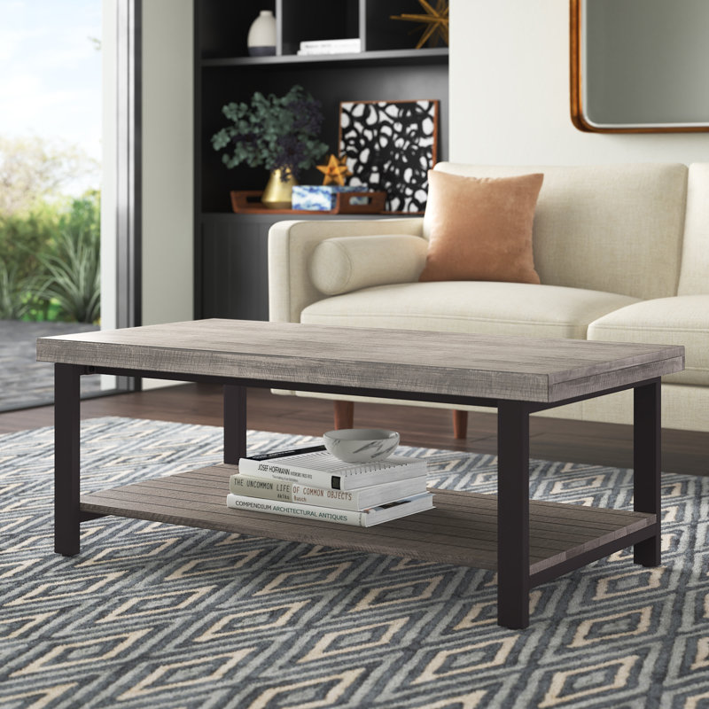 Hayles Solid Wood Top Coffee Table, Gray