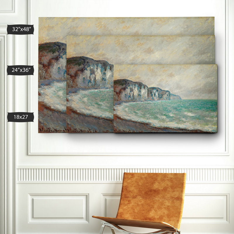 «Cliff at Pourville» par Claude Monet, reproduction d'art sur toile tendue, H 18 po x l 27 po x P 1,5 po