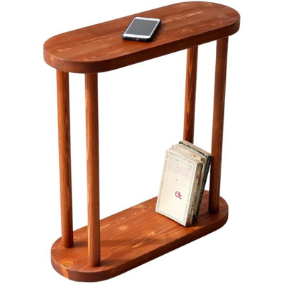 Table d'appoint ovale en bois massif, table de bout mince, petite table basse (châtaignier, grande)