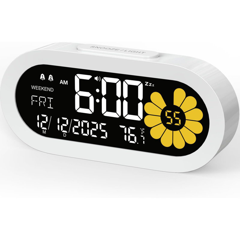 Digital Alarm Clock with Dual Alarm & Weekend Mode, Multifunctional Bedside Clock for Bedroom Office Dorm