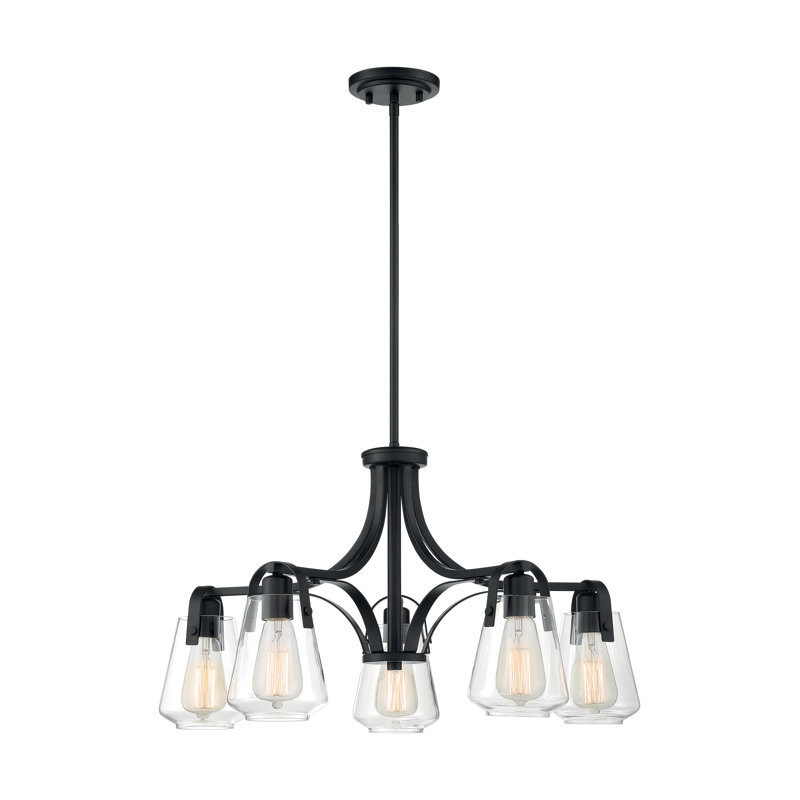 Powers 5 - Light Dimmable Sphere Chandelier, Matte Black