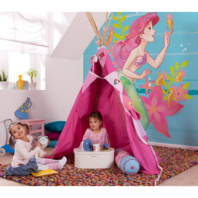 Ariel the Little Mermaid and friends non-woven 8.2cm x 8.2cm Low-Gloss Wallpaper Roll
