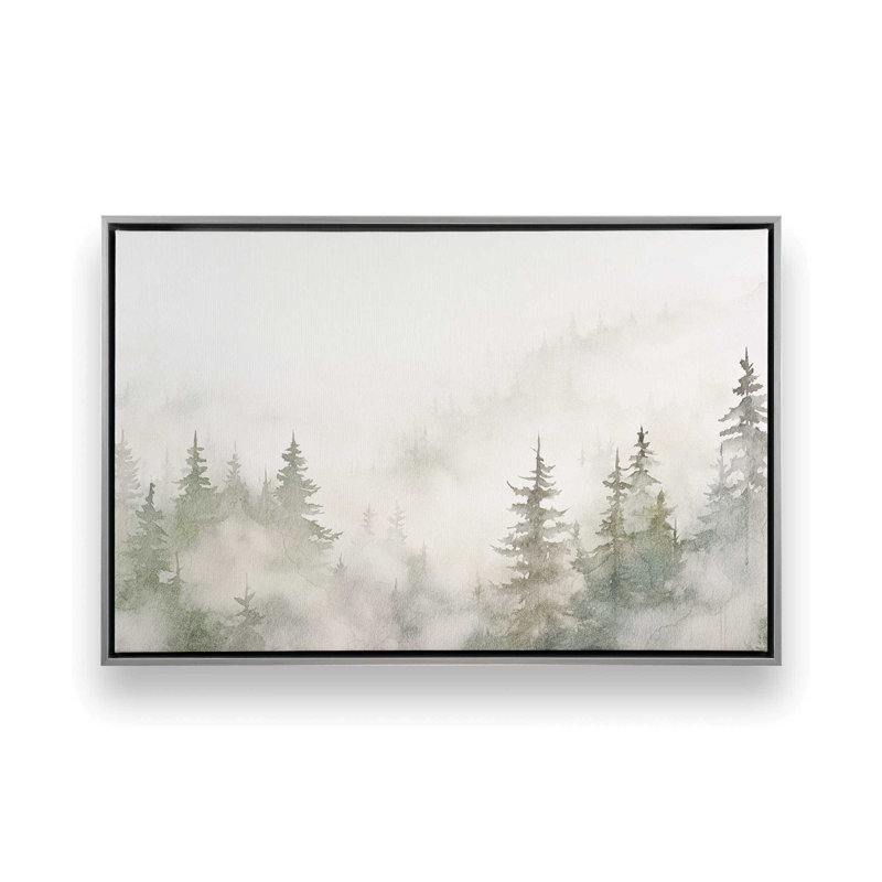 «Misty Forest Scene», reproduction sur toile, Encadrement argenté, 1, H 12,75 po x l 18,75 po x P 1,75 po