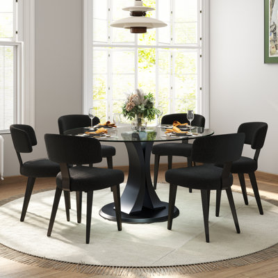 Round Pedestal Glass Dining Table Set