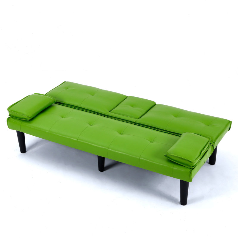 67-Inch Bed With Cup Holder, Ideal For Small - Sized Homes Foldable Holder Urban Apartment Living Rooms, Green