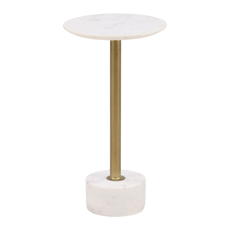 Rachael Marble End Table, White