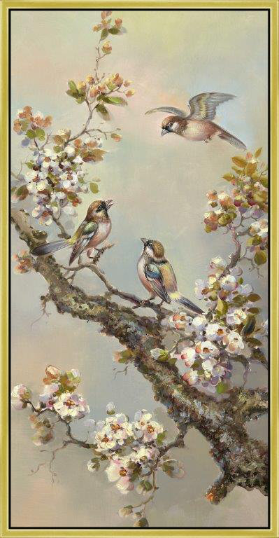 Whispers in the Blossoms, H 22 po x l 42 po, Doré