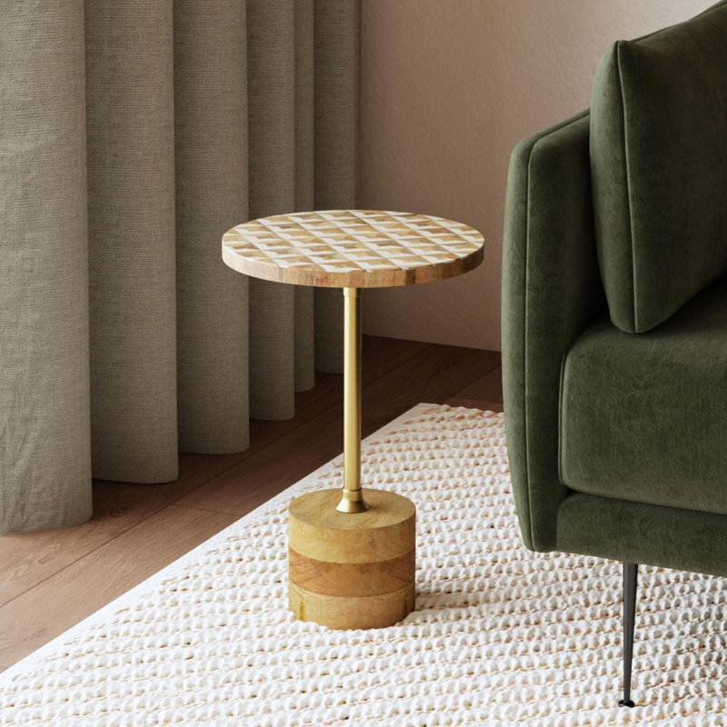 Calhoun Wood and Bone Inlay Side Table