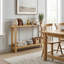 Console en bois massif durable de 47 pouces avec structure en teck naturel et tablette de rangement spacieuse pour le vestibule du salon d'entrée