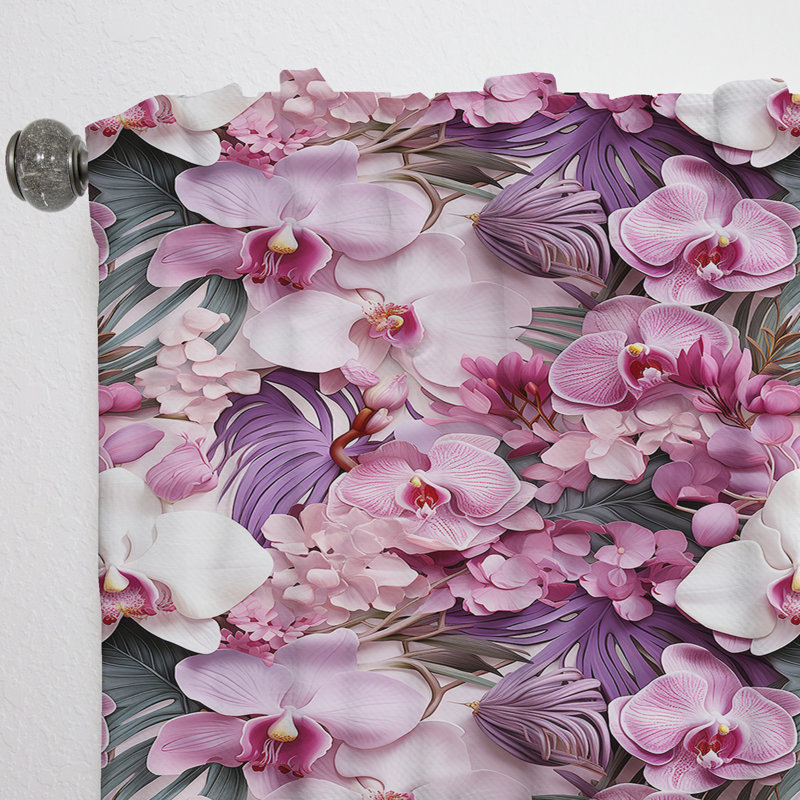 Motif tropical Orchid Dreams - Rideau floral - Rideau floral obscurcissant - 1 panneau, L 52 po x L 90 po