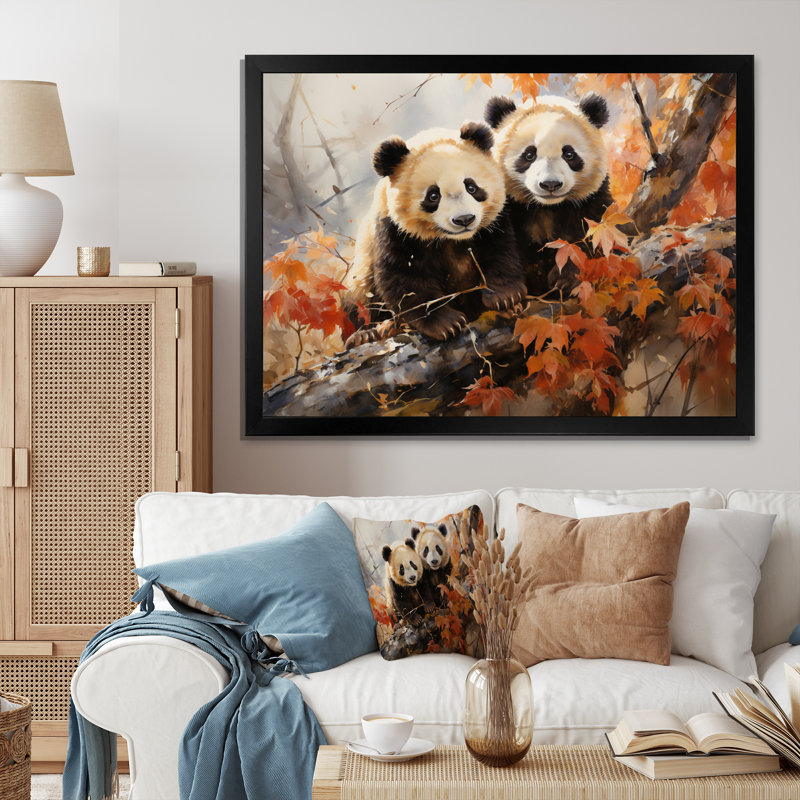 «China Pandas Playful I» sur toile, H 30 po x l 40 po x P 1,5 po, Toile tendue