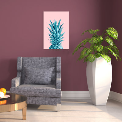 Vibrant bleu ananas audacieux, minimaliste, moderne, fruits, impression murale