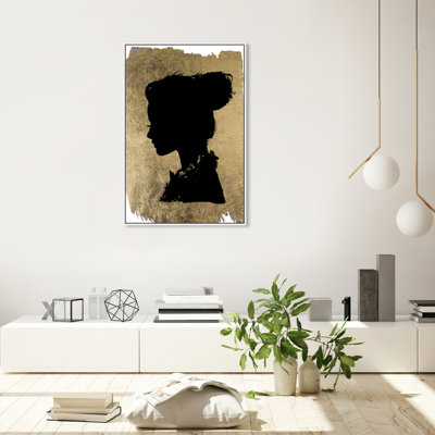 «Beaute In Gold, Golden Beauty Portrait», reproduction d'art moderne sur toile noire pour chambre