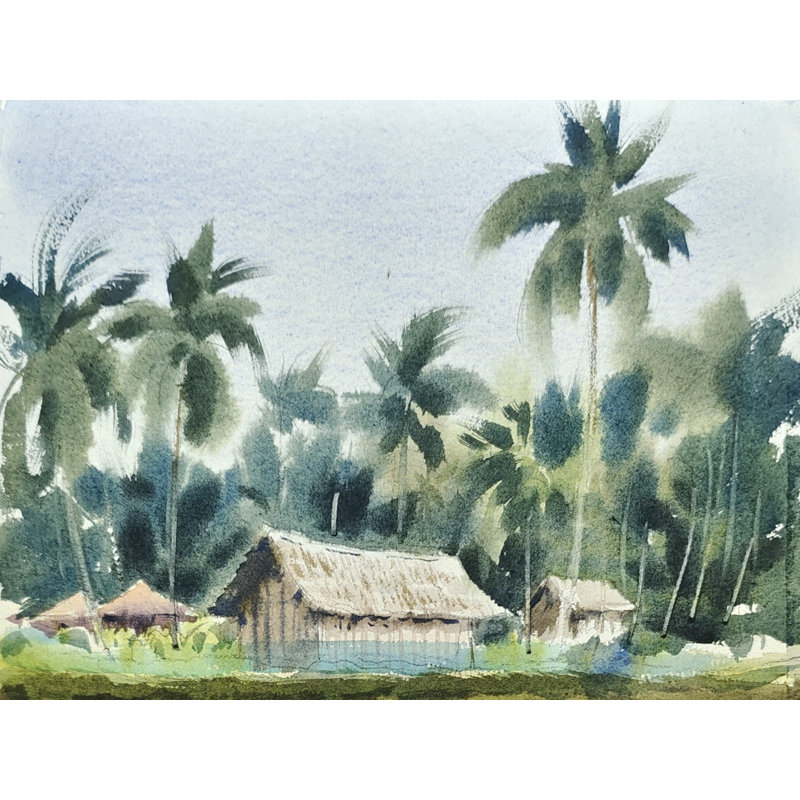Village côtier | Aquarelle | Pour la décoration murale